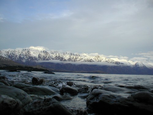 The edge of Lake Wakatipu near the YHA I